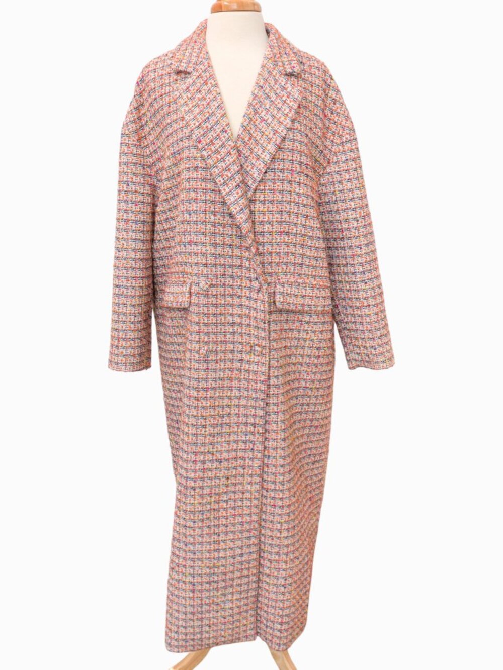 NWT Worthington Jason Bolden Multicolor Tweed Coat Sz XL, 53" Long